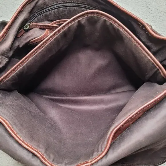 Fossil Messenger Bag Brown Cowhide Leather Crossbody Laptop Satchel Distressed